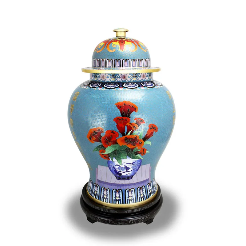 Cloisonne 20-inch general jar, handicrafts, Chinese enamel ornament vase, gift