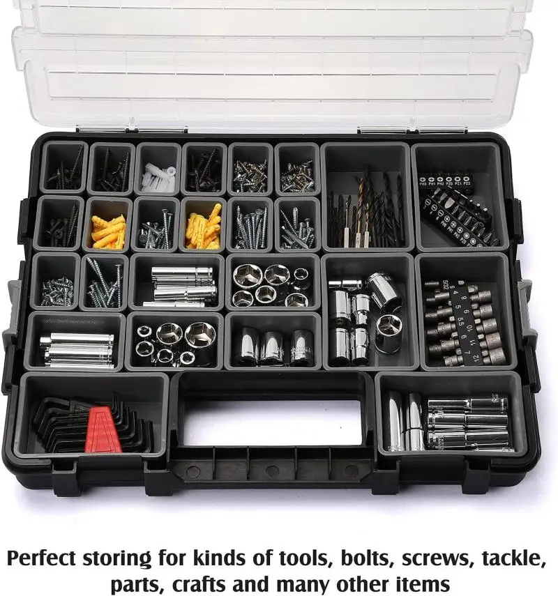 Large Capacity Tool Box Hardware Parts Toolbox Plastic Multi Grid Screw Tool Storage box Portable Garage tool Organizer Case