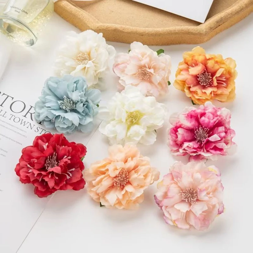 Artificial Silk Peony Flowers Scrapbook Diy Gift Hairpin Home Party Wedding Bridal Bouquet Wreath Room Decoration Outdoor Garden