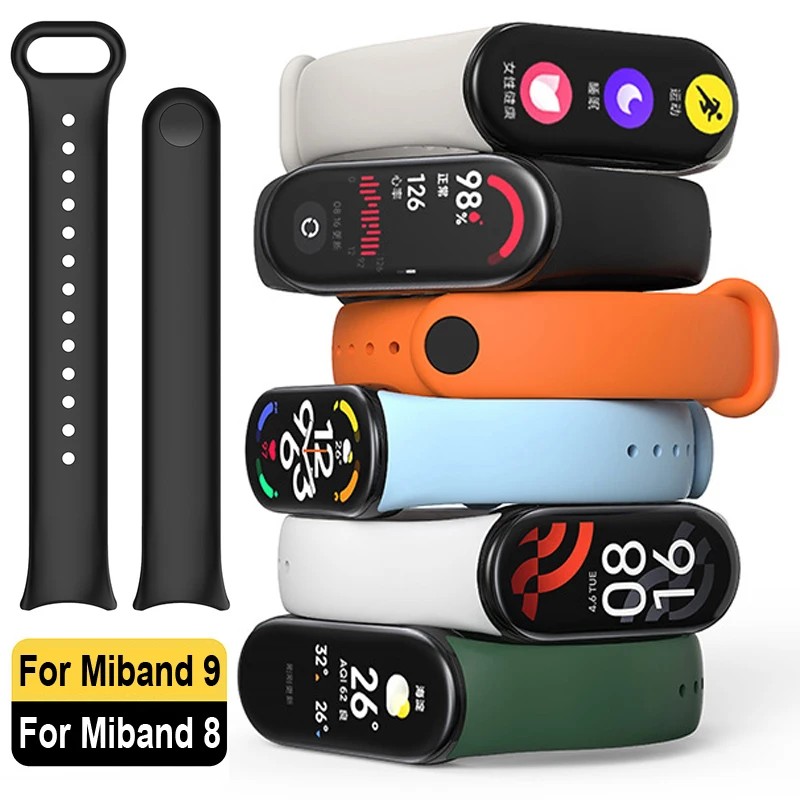 

Спортивный силиконовый ремешок для Xiaomi Mi Band 9 8, браслет Miband 9, сменный ремень для Mi Band 8 NFC 9 Correa, аксессуары