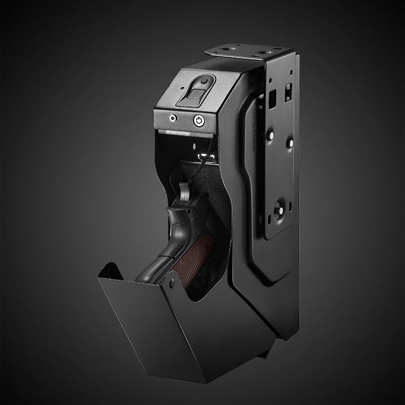 Imagem -02 - Fingerprint Gun Safe With Keypad Lock And Key Lock Biometric Pistol Safe Quick Access Drop Down Single Mount