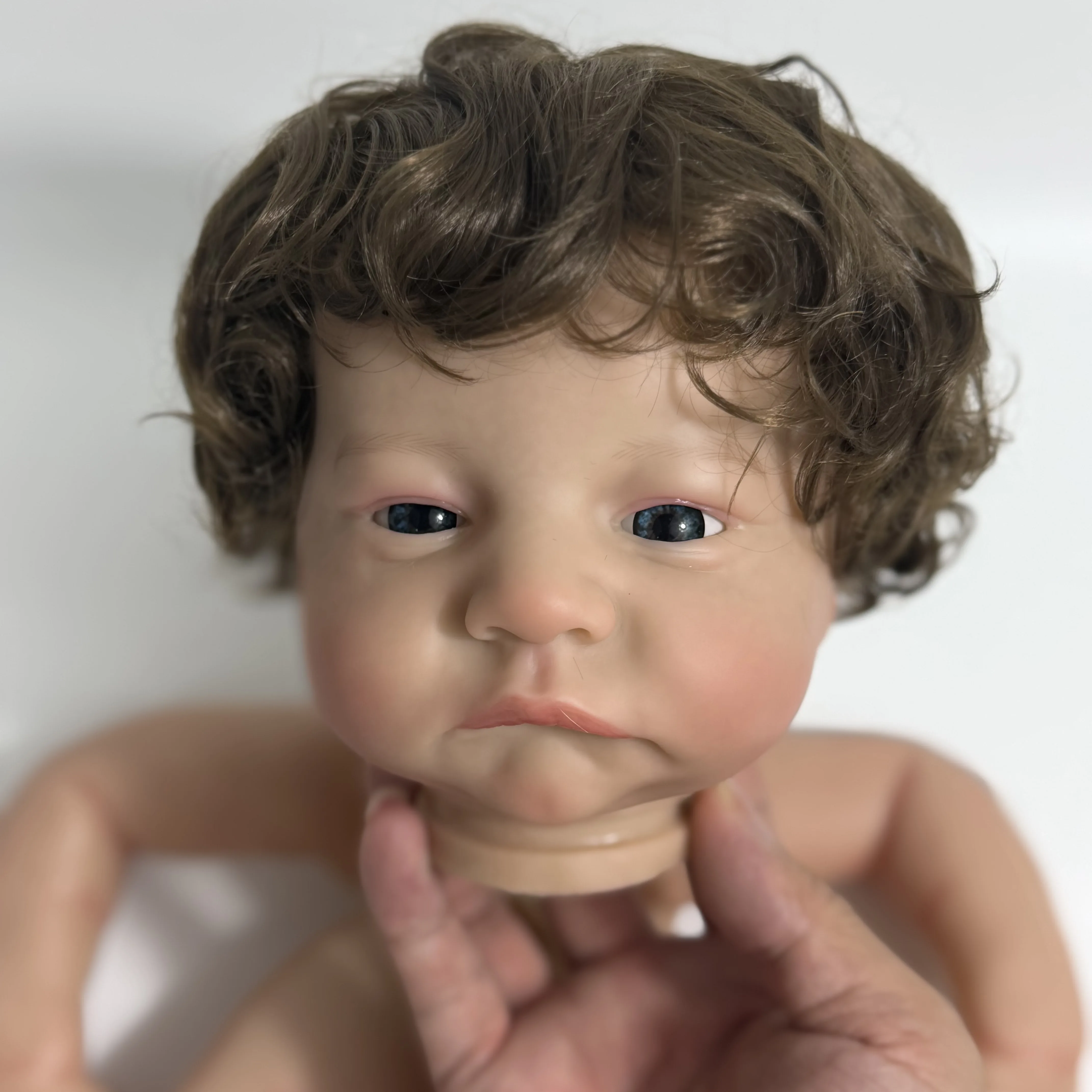 17 Inches Already Painted Bebe Levi Awake With Hair Transplant Doll Kits Vinyl Reborn Doll Unassembled DIY Reborn Doll Kit Gift view 4