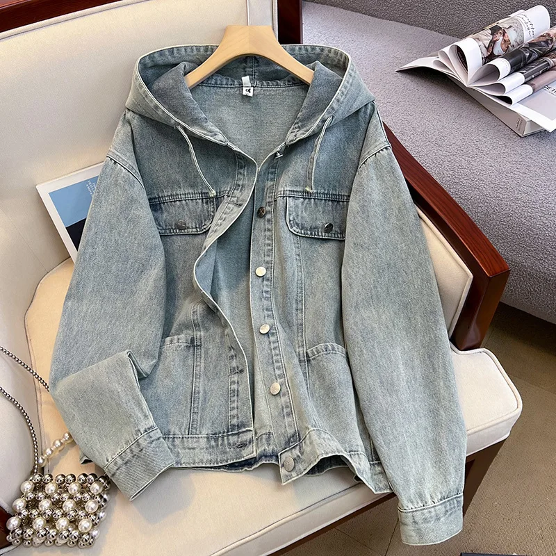 

Spring New Retro Hooded Women, Slightly Loose, Slimming, Concealing, Outerwear Top