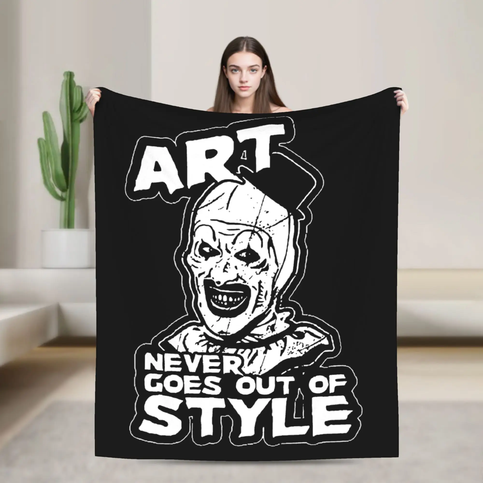 Horor Terrifier Film Halloween Retro Blanket Fleece Autumn Clown  Breathable Warm Throw Blankets for Sofa Bedroom Bedding Throws