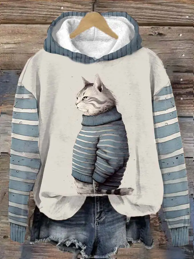 Fat Cat Dog Hoodies Animal 3D Print Women Men Casual Hooded Sweatshirts Streetwear Oversized Pullover Hoodie Top Female Clothing