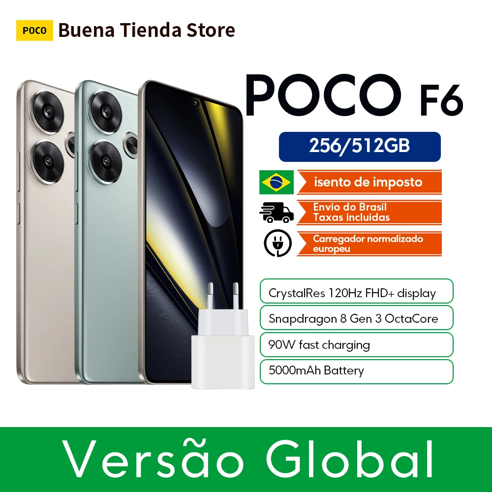 POCO F6 5G 8 + 256GB/12 + 512GB Global Version 50MP Camera System with OIS 120Hz AMOLED Flow Display 90W Charging Smartphone