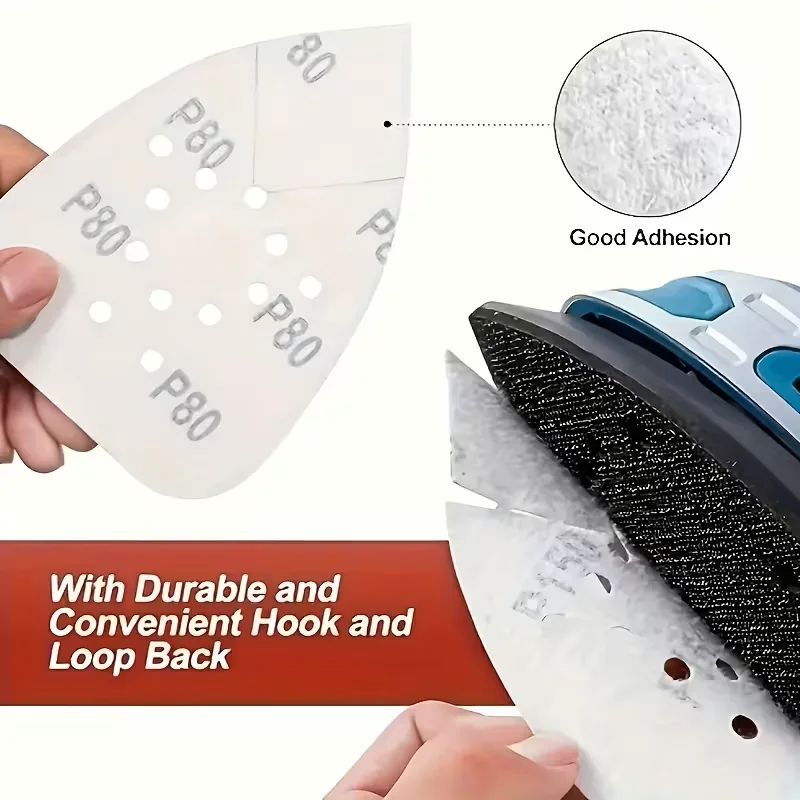 12pcs Sanding Pads for Mouse Sanders 12 Holes Hook Loop Triangle Palm Sander Sanding Sheets Decker Mouse Sanders