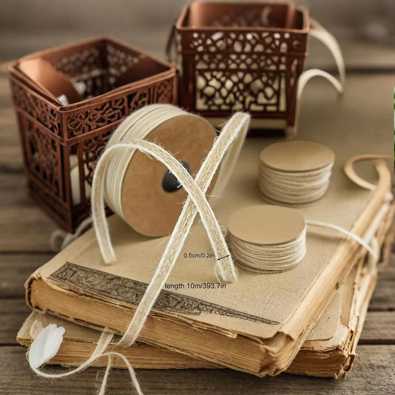 10M/Roll Natural Vintage Jute Burlap Hessian Ribbon With Lace Rustic Wedding Party Decoration DIY Craft Gift Packing Webbing