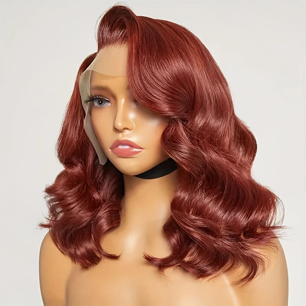 200Density Reddish Brown 13x4Body Wave Lace Front Human Hair Wig Brazilian  Transparent 13x4 Lace Frontal Wigs For Black Wome