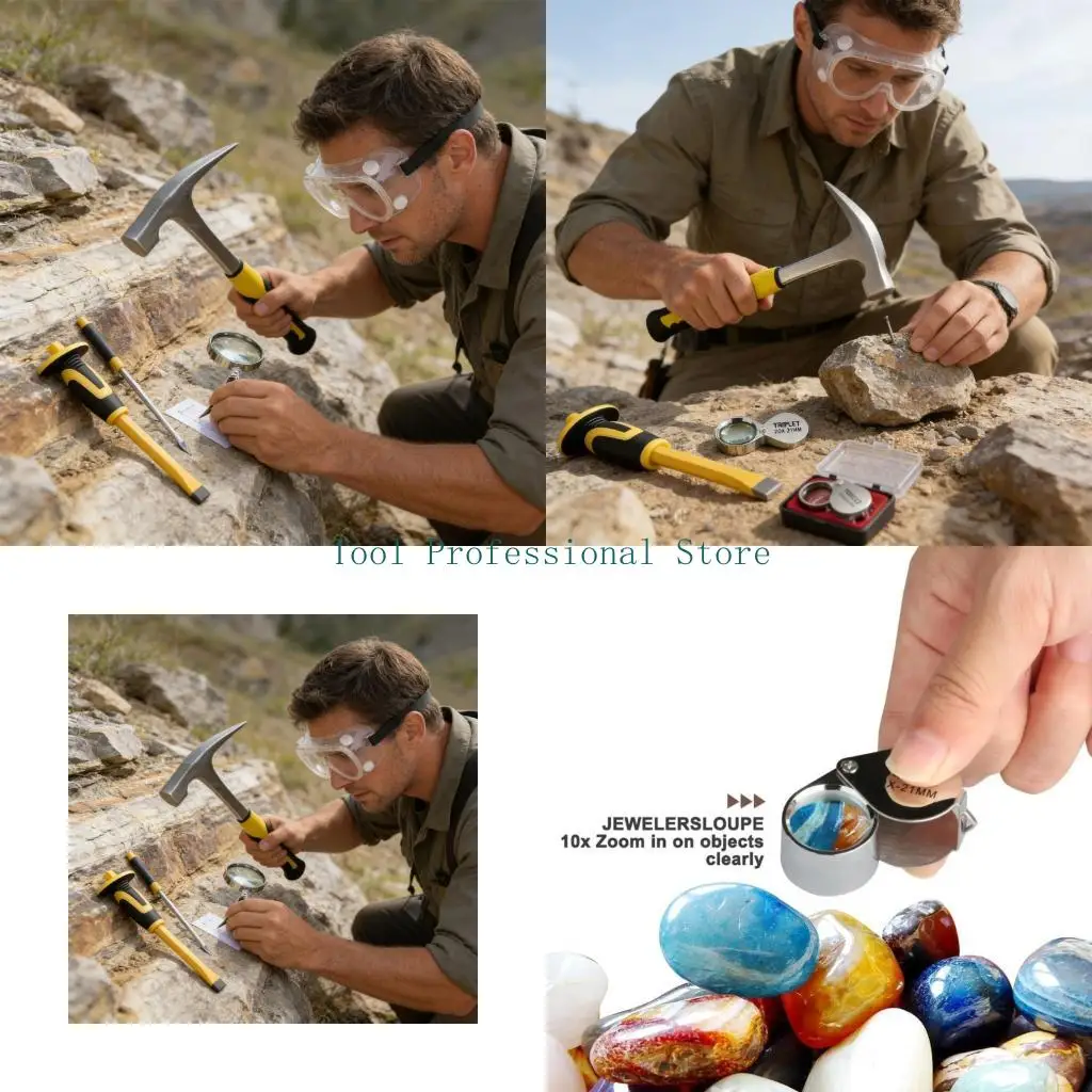 

57QF Ergonomic Rock Pick And Tool With Viewing Lens produced For Field Geologists And Collectors