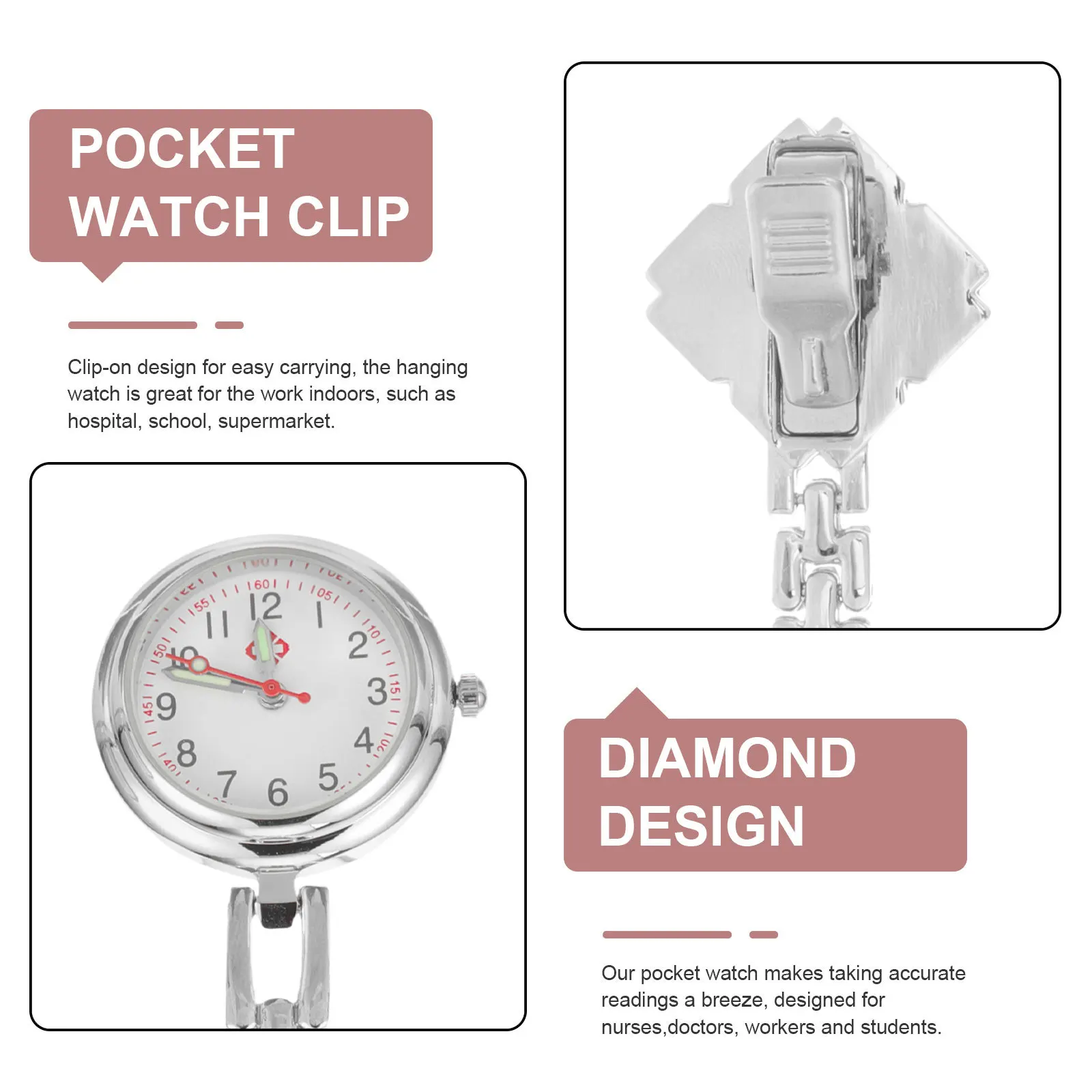 التمريض مشبك سبيكة دائم على تصميم حفظ الوقت الدقيق لممرضات المستشفى الأطباء الطلاب ساعة فوب الجيب للممرضات #6