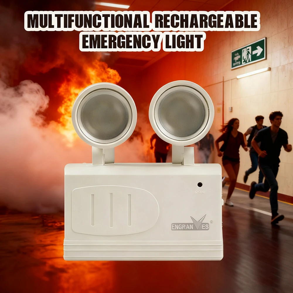 

LED Dual Heads Emergency Light Fire Fighting Evacuation Wall-mounted Rechargeable Battery Backup Exit Lighting for Power Outage