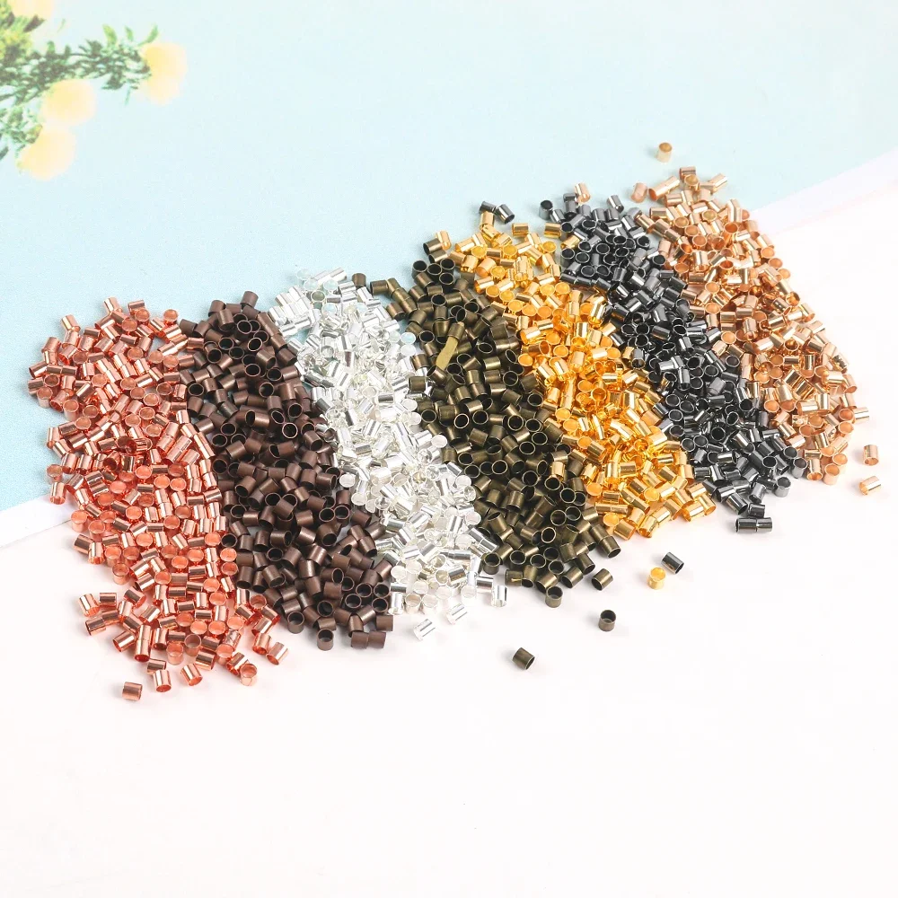300 шт. 1,5 2,0 2,5 мм, золотые медные трубки, бусины с обжимными концами, пробки, бусины-разделители для изготовления ювелирных изделий, принадлежности для ожерелья