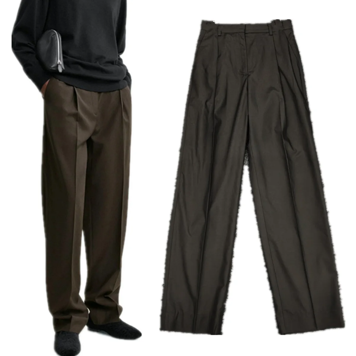 

Jenny&Dave Nordic Minimalist Loose Pleated Trousers For Women Spring Commuting Casual Straight Leg Pants Women's Pants Woman Clo