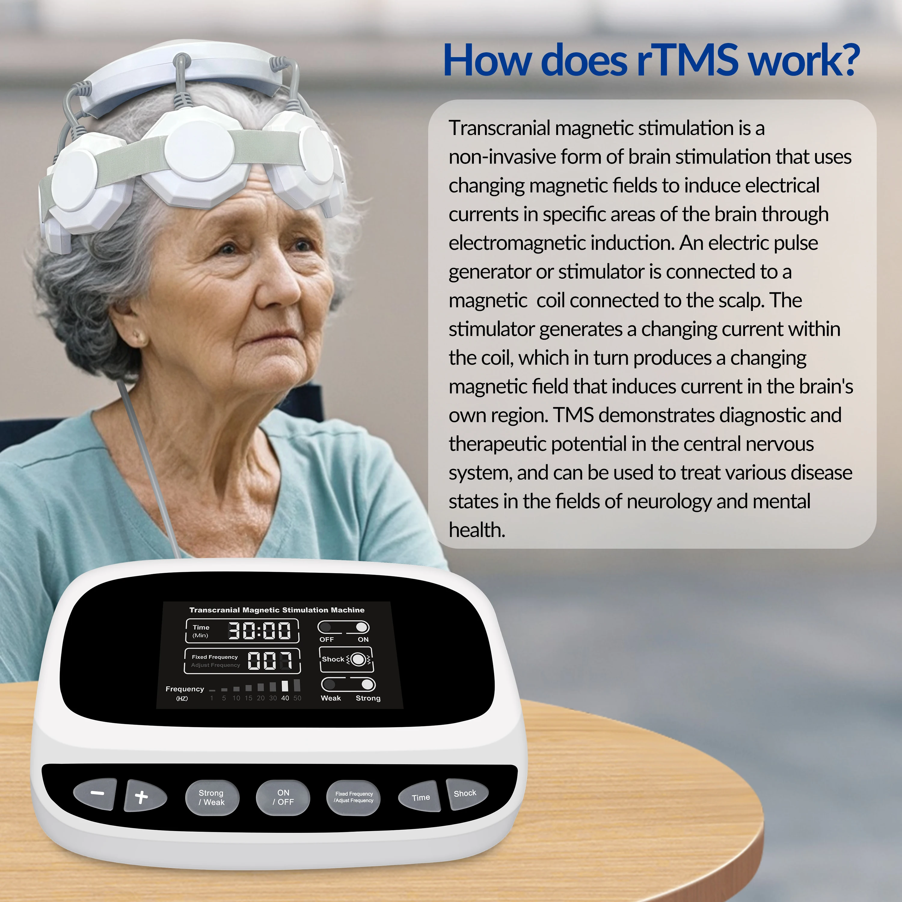 ZJZK Transcranial Magnetic Therapy Depression Deep Tms For Bipolar Schizophrenia Major Depressive Disorder (MDD) Stroke Recovery