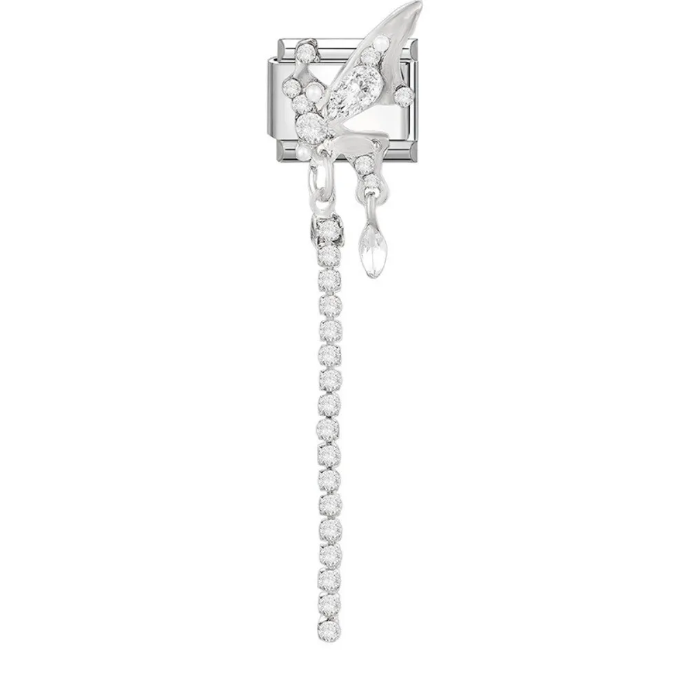 Long Tassel Zircon Bracelet Links Butterfly Bow Knot Heart Shape DIY Jewelry Making Charms Sparkling 9mm Fit
