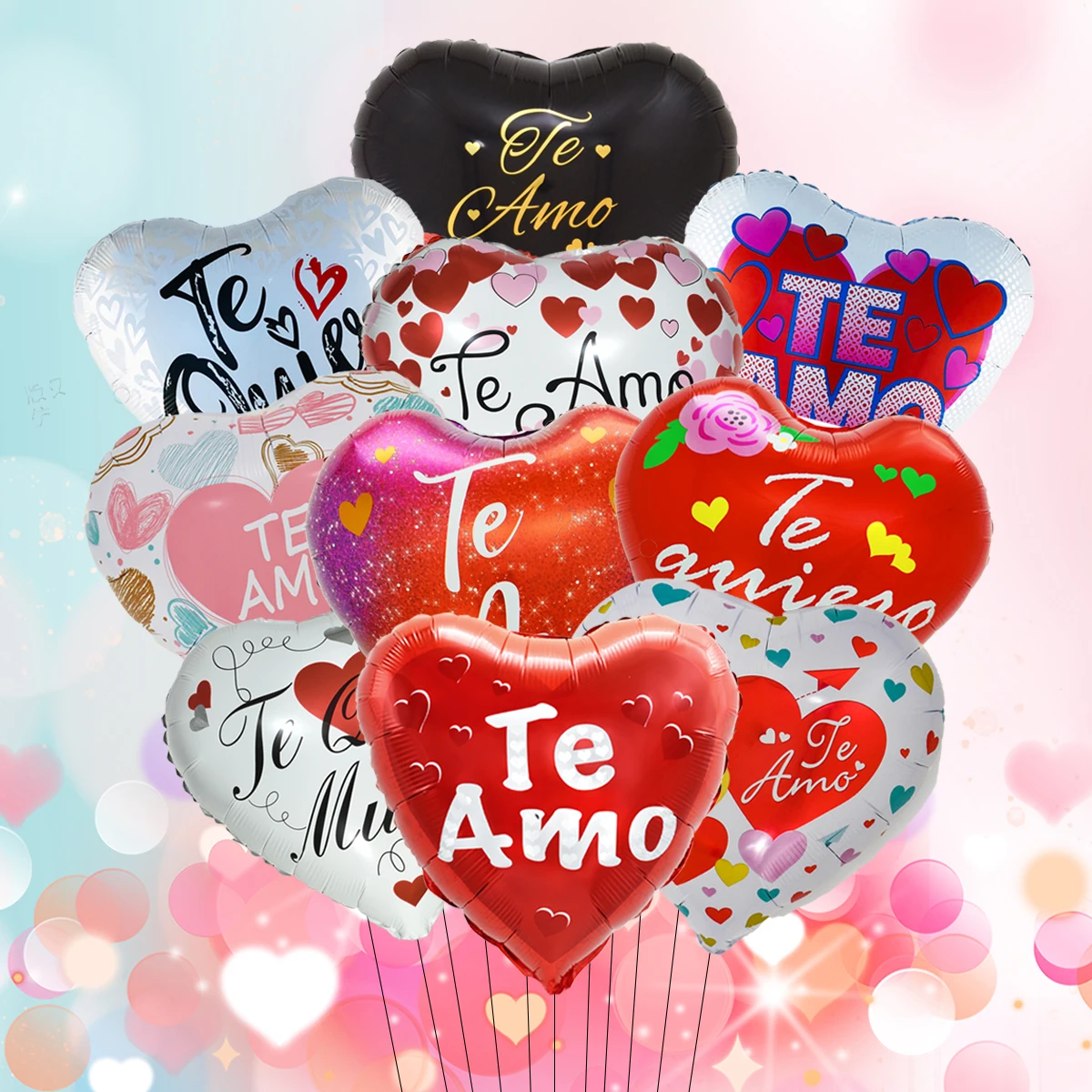 10 Stück 18 Zoll Valentinstag Spanische Liebe Herz Folienballons Te Amo Heliumballon Hochzeit Valentinstag Dekorationen Geschenke – Detail 3