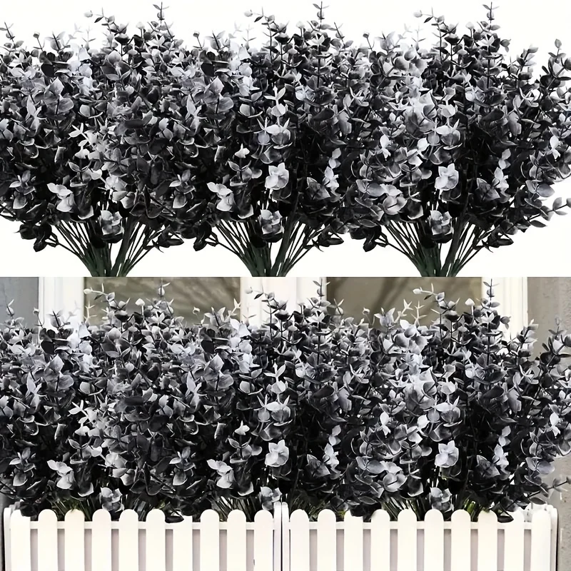 

4/10 gorgeous black artificial flower black+white eucalyptus set - UV resistant, outdoor and indoor hanging flower pots - Durabl