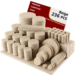 236 Pcs Furniture Pads Hardwoods Floors Self Adhesive, Cuttable Felt Chair Pads, Anti Scratch Floor Protectors
