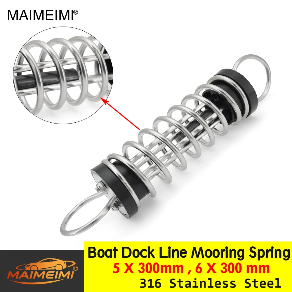316 Stainless Steel Boat Mooring Spring 5 X 300mm 6X300mm Shock Absorbing Rustproof Heavy Duty Watercraft Buffer Marine Hardware