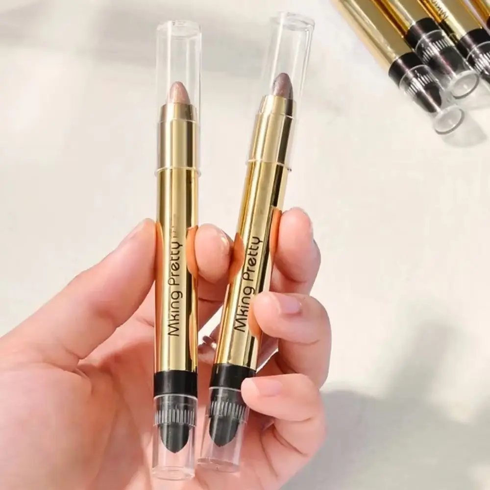 1 pz nuovo ombretto a doppia estremità stick ombretto opaco a lunga durata matita glitter 6 colori sdraiato baco da seta penna trucco cosmetico