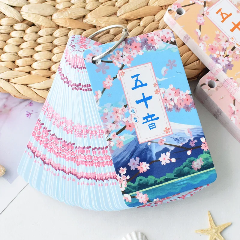 Zero Basic Per i più piccoli giapponesi Iniziati Autoapprendimento 50 Kana Note Scheda Parola Rapida Anello Pulsante Bambini Apprendimento Portatile Arte