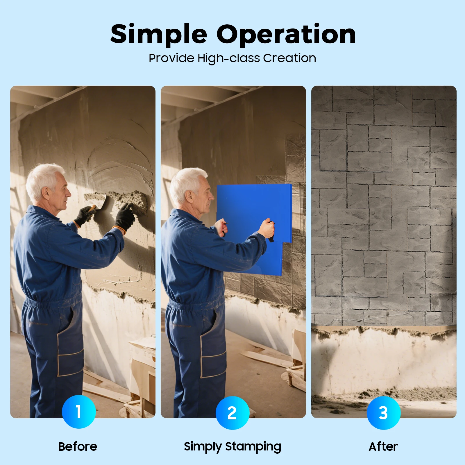 4PCS 24"x24" Concrete Stamp Mats, Reusable PU Texture Pads for Patio Driveway, Stone Pattern Imprint Tool