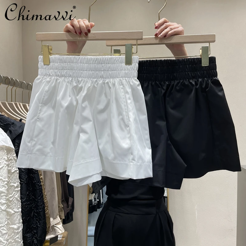 

Fashionable Elastic Waist Shorts Women 2022 Summer All-match Casual High Waist Wide Leg Pants Simple Temperament Hot Short Pants