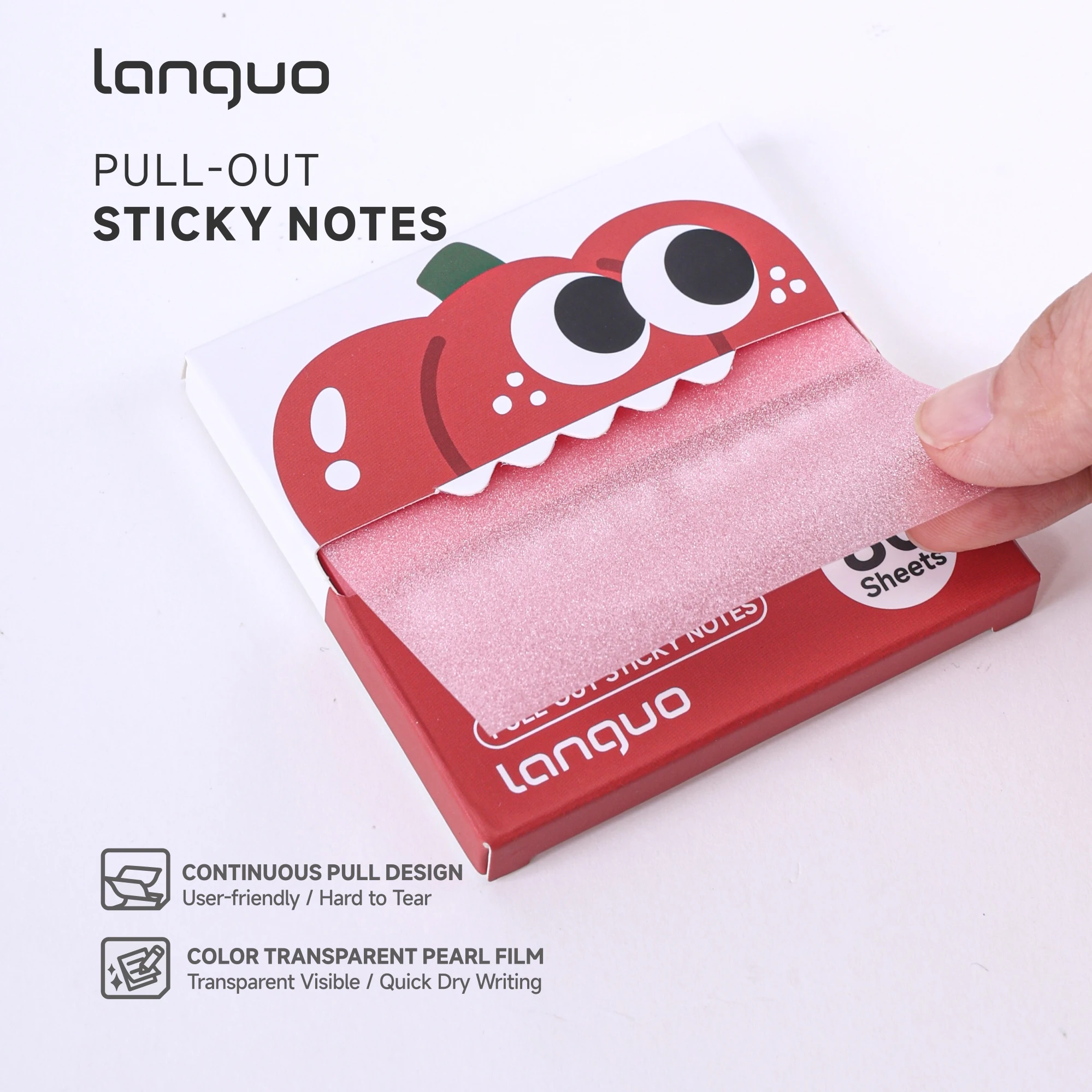 Languo 480Sheets Pull-Type Sticky Note Pearlescent Transparent Paper Self-Adhesive Memo Pads for Office School Stationery Supply
