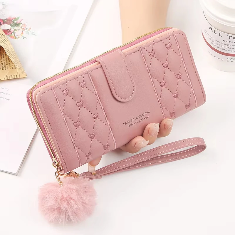 

Women's Card Long Wallet PU Leather , Large Capacity Hasp Zipper Coin Purse, Multi-Card Organiser Mobile Phone Wristlet Function