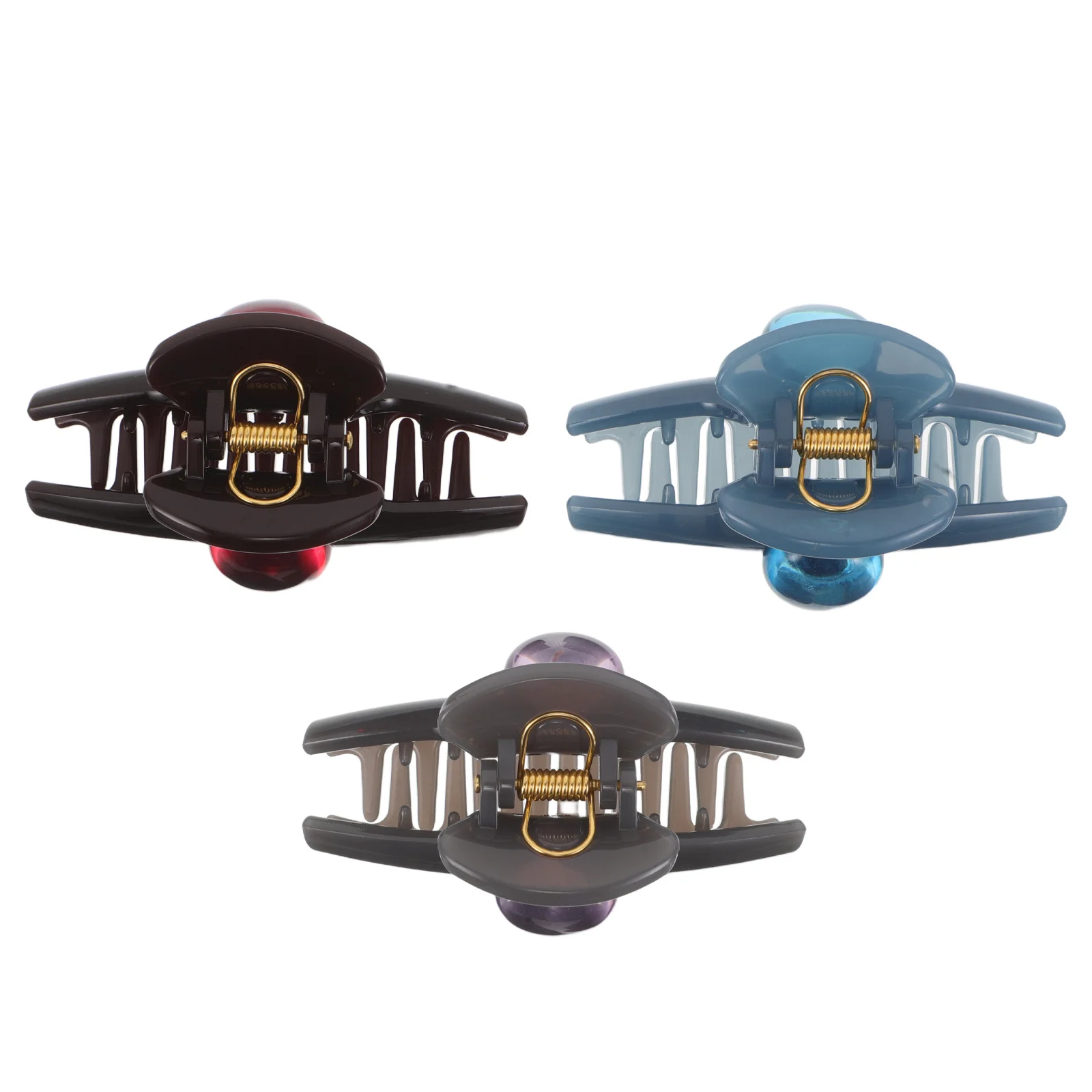 

3 шт., красочные прозрачные зажимы для когтей, фиолетовые, синие, красные, большие пластиковые зажимы для густых тонких волос, нескользящий держатель для булочек, стильный