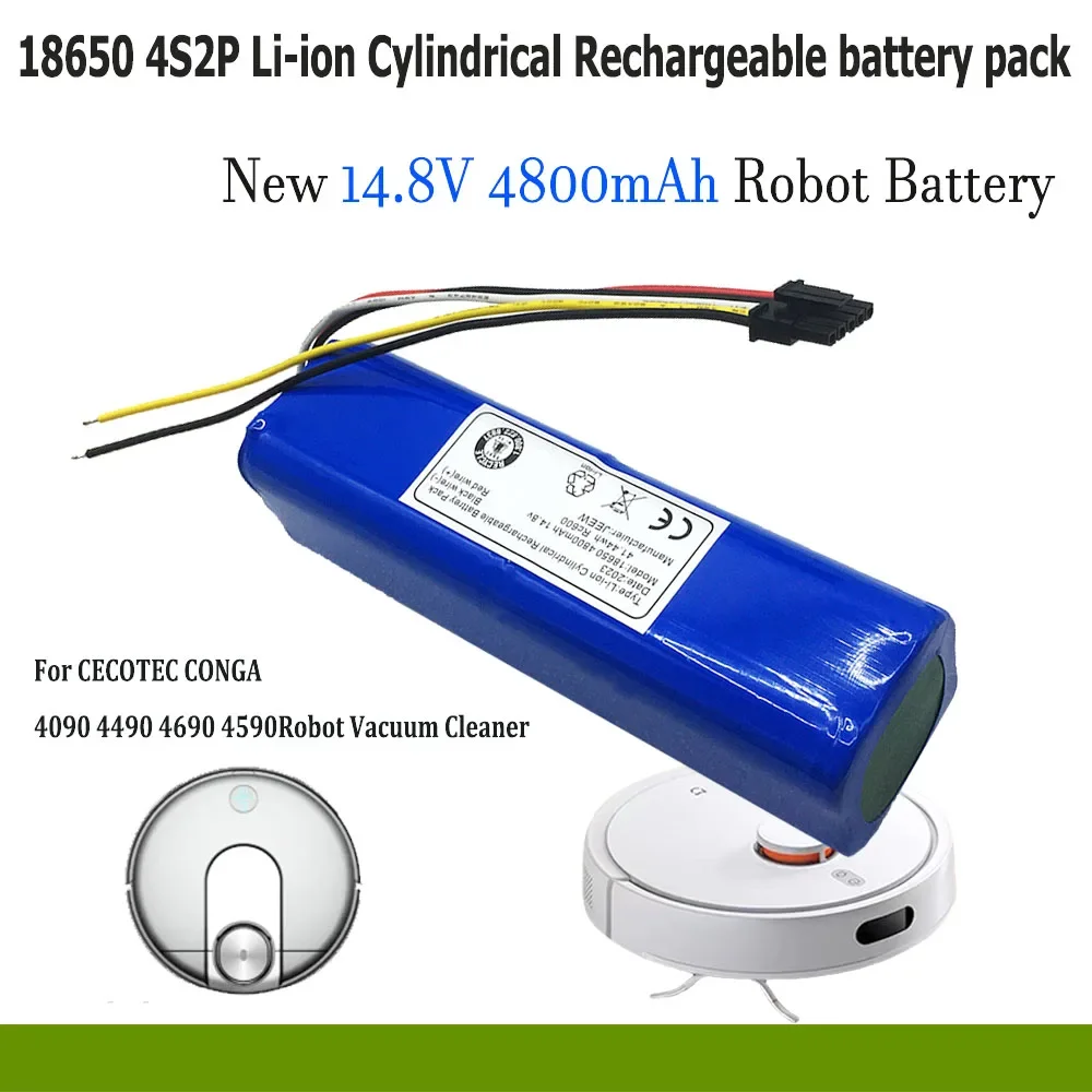 

New 14.8V 4800mAh Robot Battery For Cecotec Conga 5090 5490 4090 3090 Robotic Vacuum Cleaner 18650 4S2P Battery pack