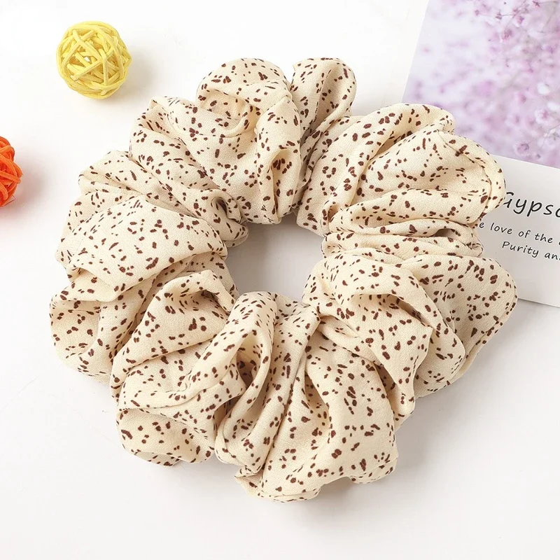 Ins New Scrunchies Hair Tie Elastic  Band Floral Ponytail Holder Spot Leopard Big Srunchies Women  Headdress Accessories