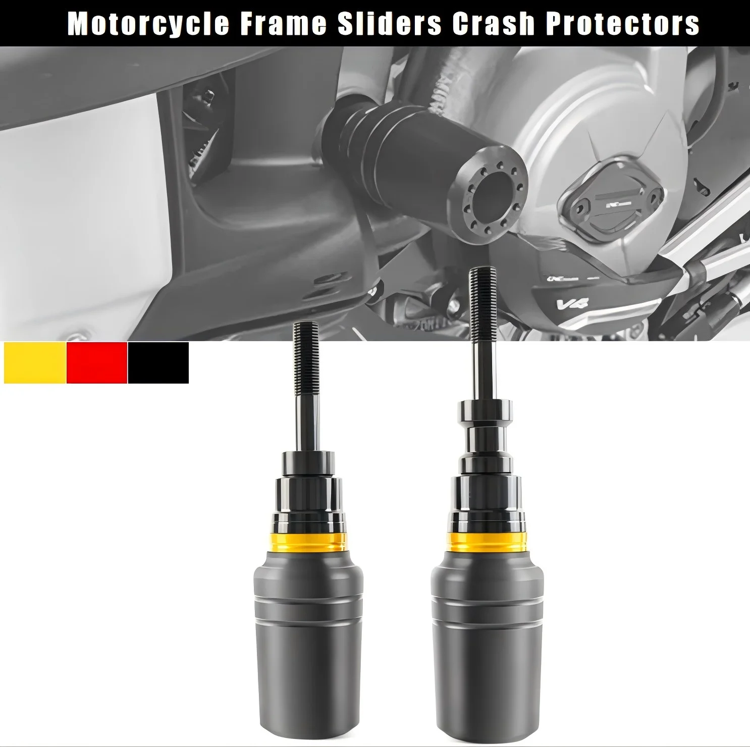 

For Ducati Streetfighter V4 - Motorcycle Frame Sliders Crash Protectors - CNC Engine Guards - No-Drill Protection Kit