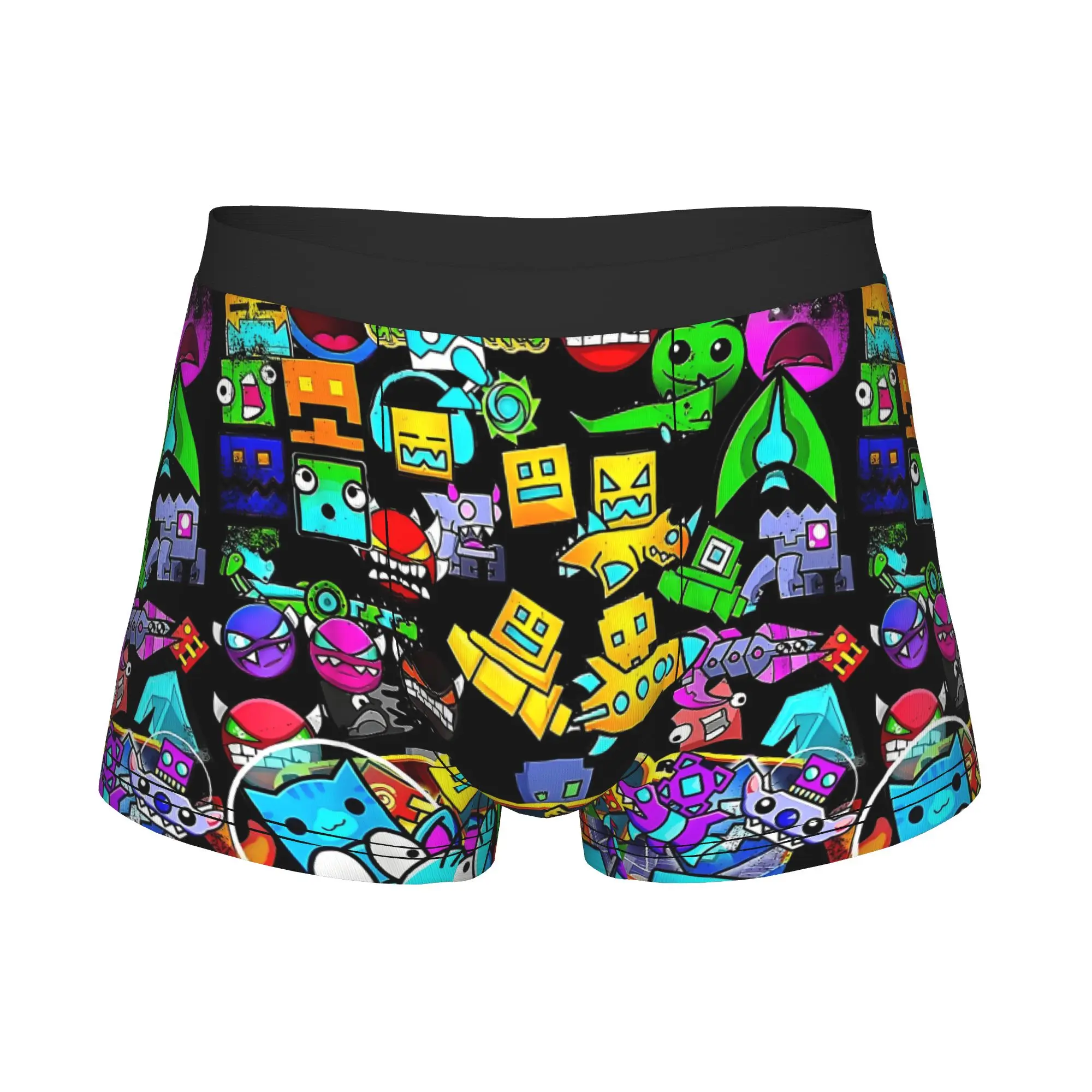 Male Fashion Video Game Geometry Underwear Dash  Boxer Briefs Soft Shorts Panties Underpants