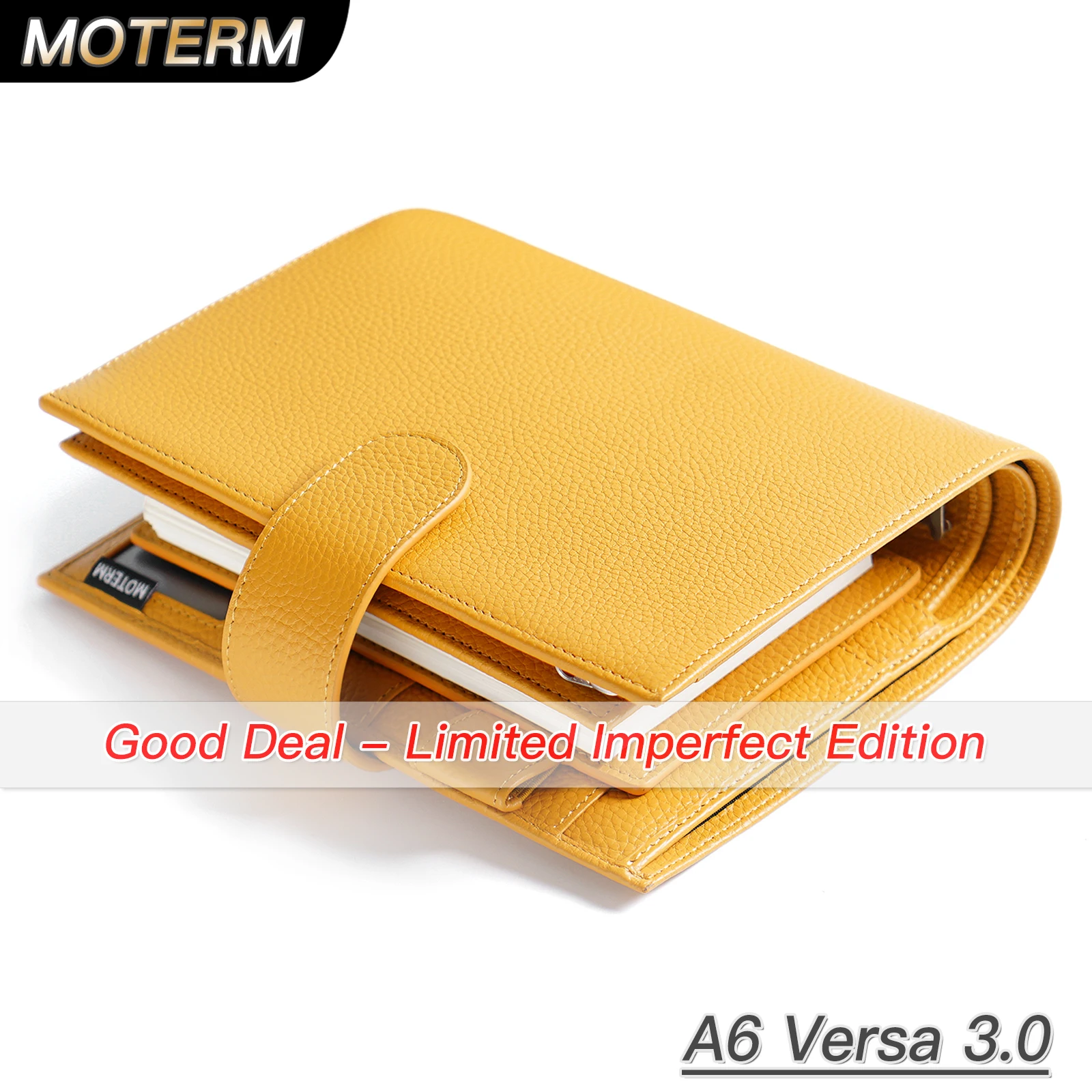 Limited Imperfect Moterm A6 Versa 3.0 Rings Planner with 30 MM Rings Pebbled Style Organizer Genuine Leather Agenda Diary