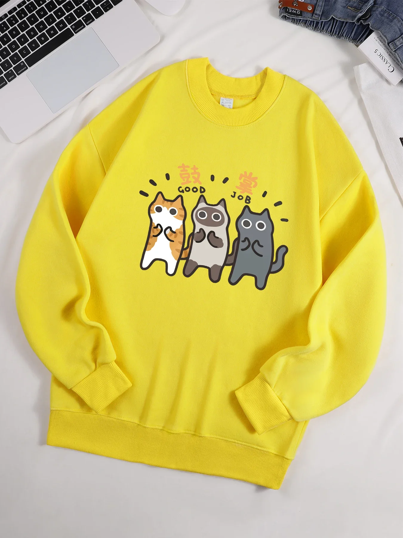 Laranja gato siam gato azul impressão moletom feminino roupas casuais crewneck topos outono streetwear roupas femininas