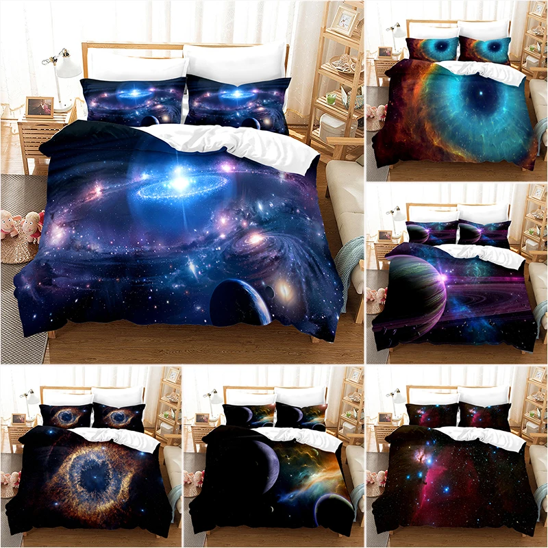 

Space Planet Series Duvet Cover with Pillow Cover Bedding Set Single Double Twin Full Queen King Size Bed Set for Bedroom Decor