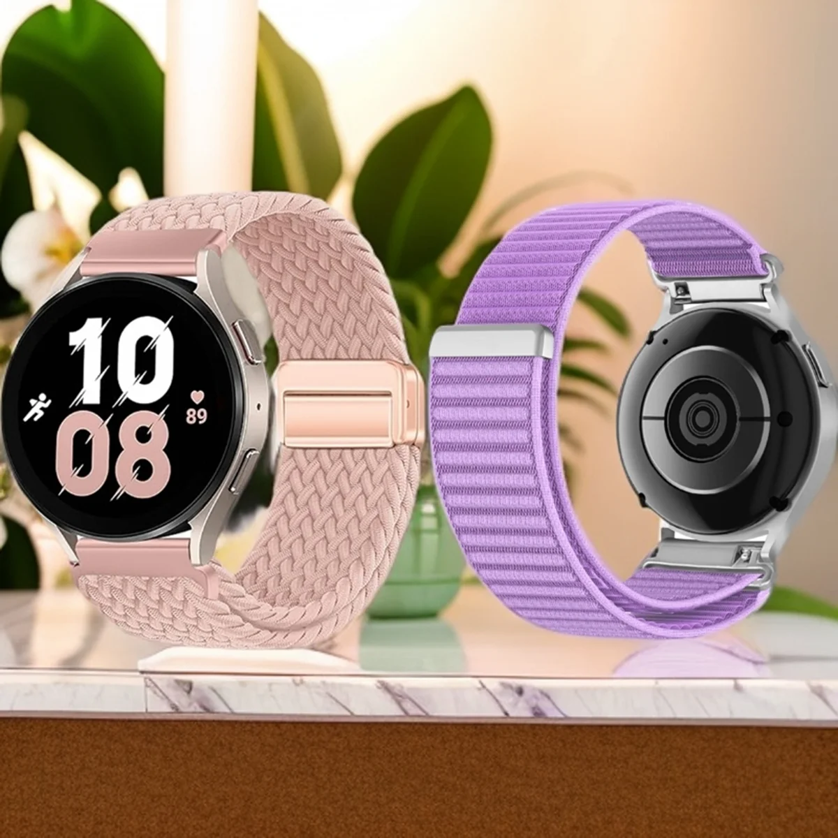 2 قطعة حزام مضفر مغناطيسي + حزام الفيلكرو لساعة هواوي GT6 GT5 GT4 الفرقة للمرأة رجل النايلون حزام (استيك) ساعة لساعة Garmin venu