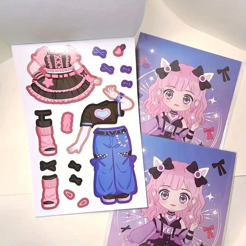 Dress Up Stickerbuch Mädchen Stickerbuch 20 Stück Kleidung passende Aufkleber Cartoon ruhiges Spiel Partygeschenke handgemachtes DIY-Buch