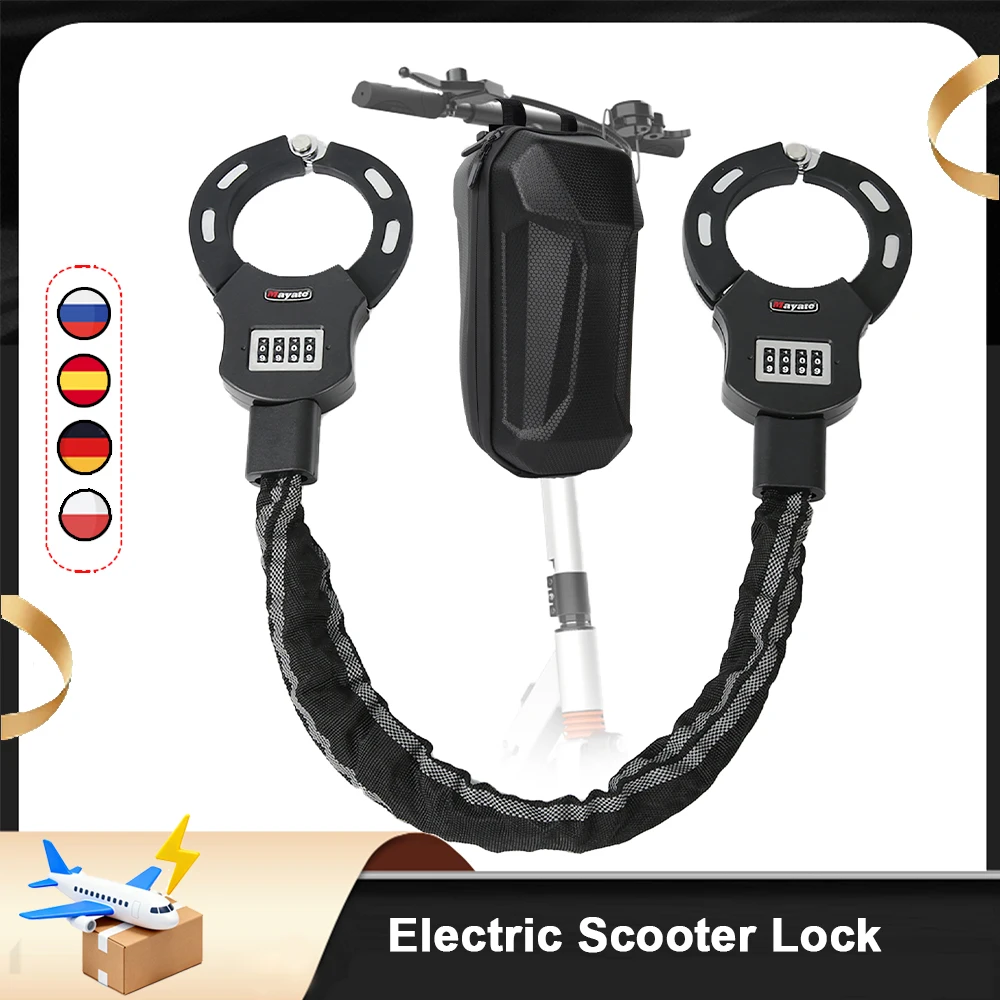Serrure de Scooter électrique de vélo de moto avec clé serrure de chaîne de 60cm Protection antivol serrure de menottes accessoires de vélo de moto