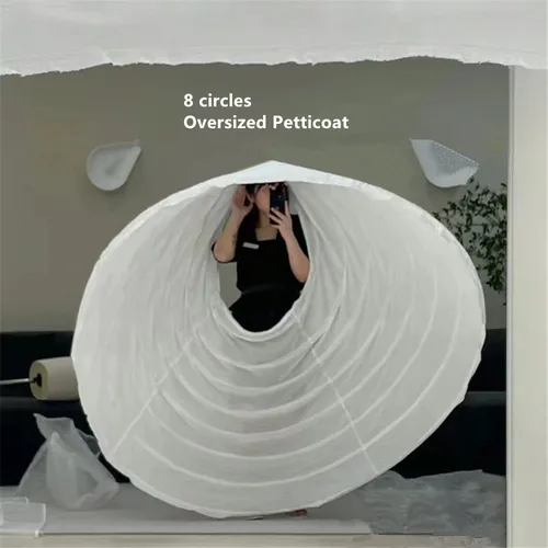 Imagen 2 del producto Blanco 8 aros enaguas súper hinchadas media falda deslizante hasta el suelo vestido de gala enagua para vestido de boda para quinceañera