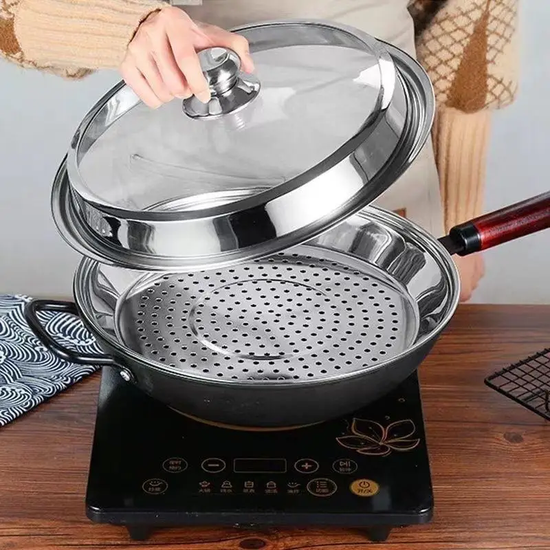 Stainless Steel Steamer Tray Food Grade Corrosion Resistant Even Heat Transfer Long Lasting for Home Cooking Steaming Buns Seaf