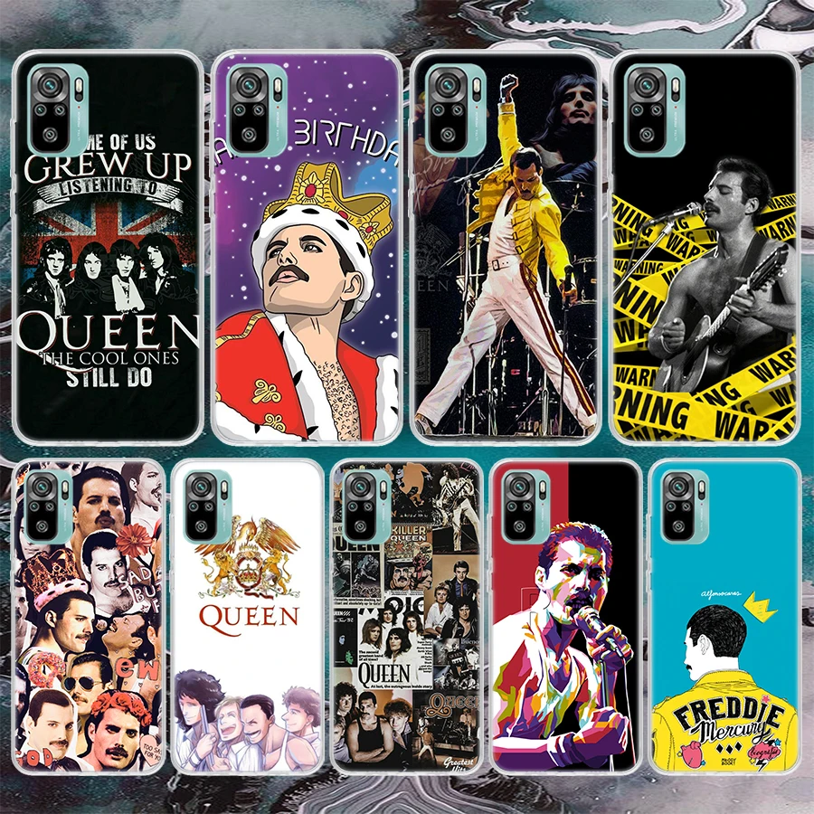 Rock Funky Freddie Mercury Queen Soft Phone Case For Xiaomi Redmi Note 12 12S 13 11 11S 10 Pro 10S 11T 9 9S 8T 8 11E Plus 7 Patt