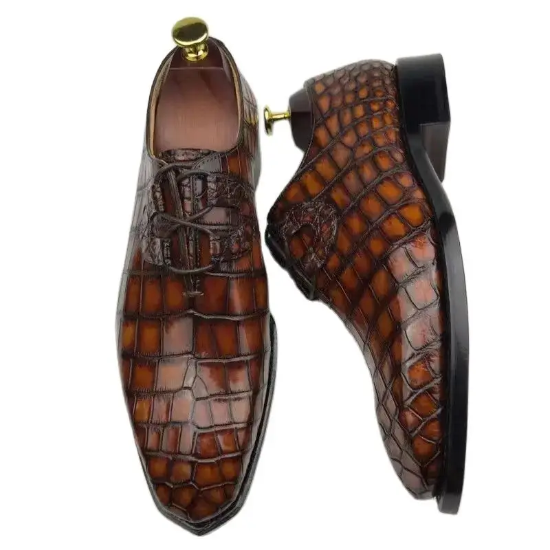 2024 new arrival Fashion Crocodile Skin causal shoes men,male Genuine leather Shoes PDD385