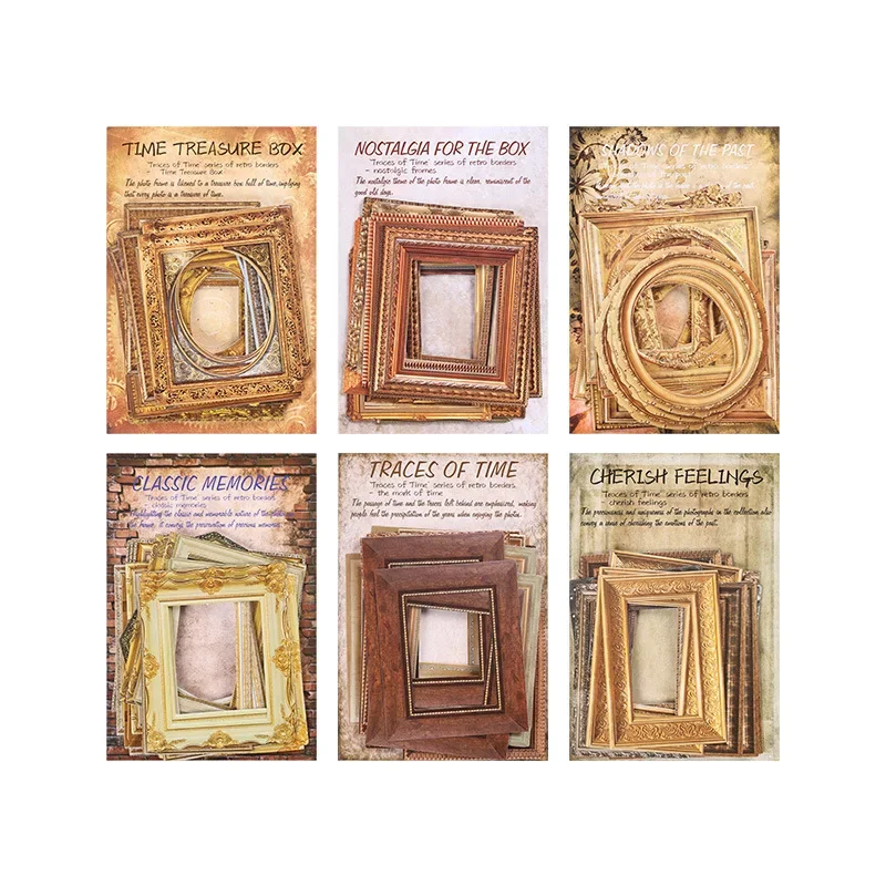 30pcs/bag Retro Album Painting Frame Sticker Bag Old Years Trace Creative DIY Scrapbooking Collages Decorative Materials