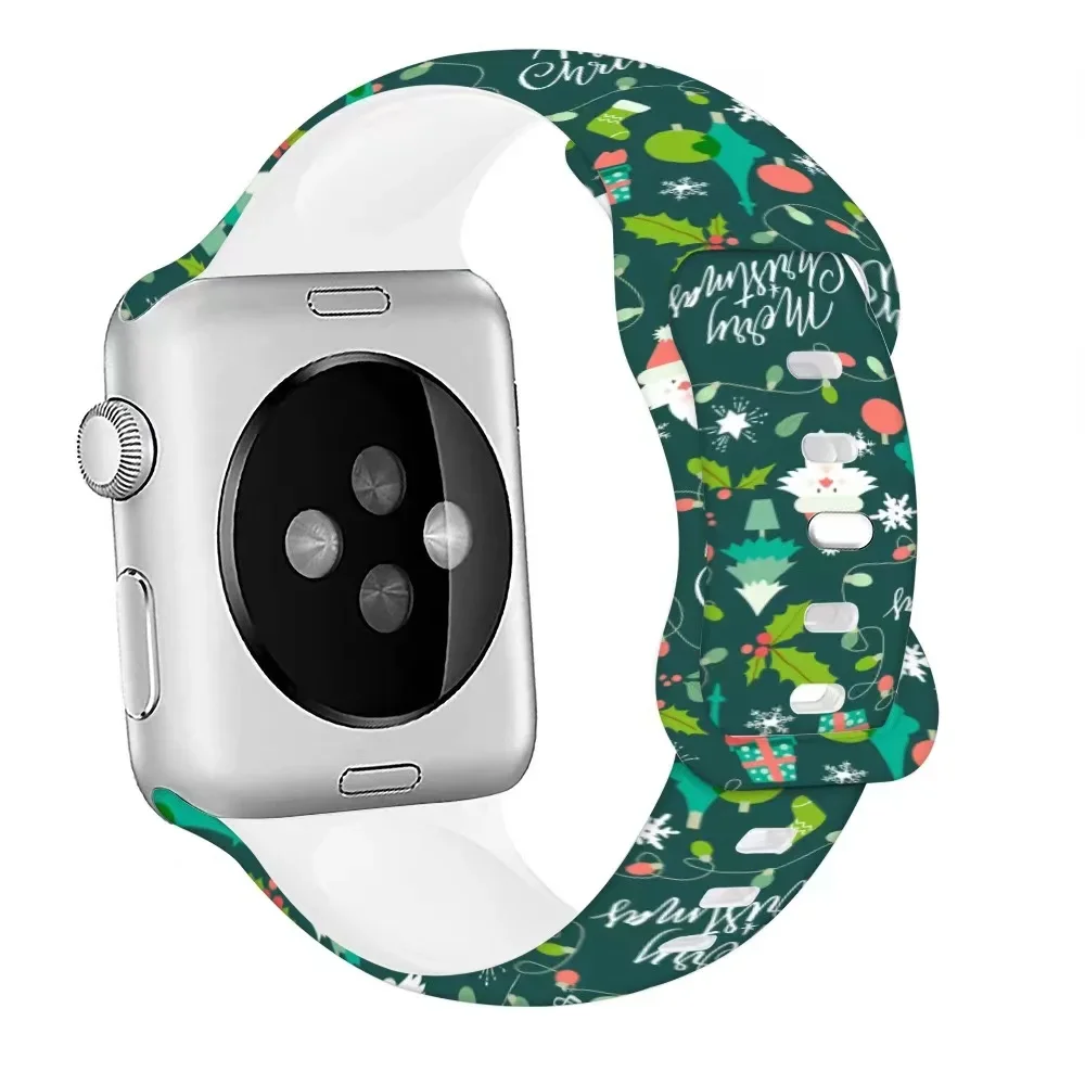 Christmas Silicone Strap for Apple Watch 10 9 8 7 46mm 45mm 41mm Ultra 49mm Bracelet Wristband IWatch 6 5 4 SE 44mm 40mm 42mm