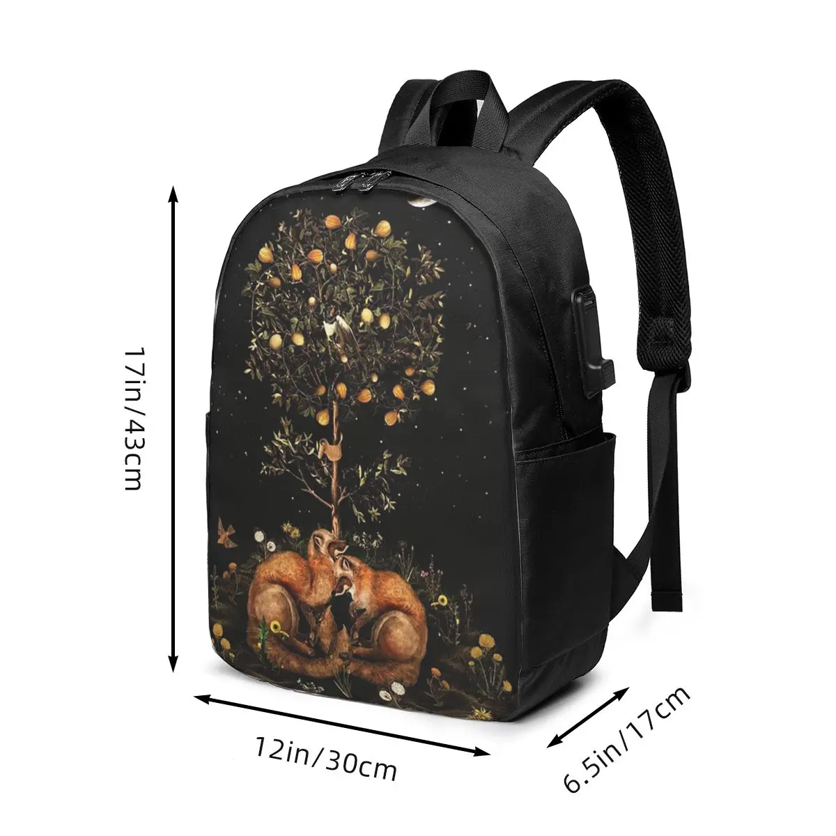 Enchanted Woodland Fox Moonlit Night Backpack Travel Notebook Bag Computer College Student School Bag Laptop Shoulder Bags