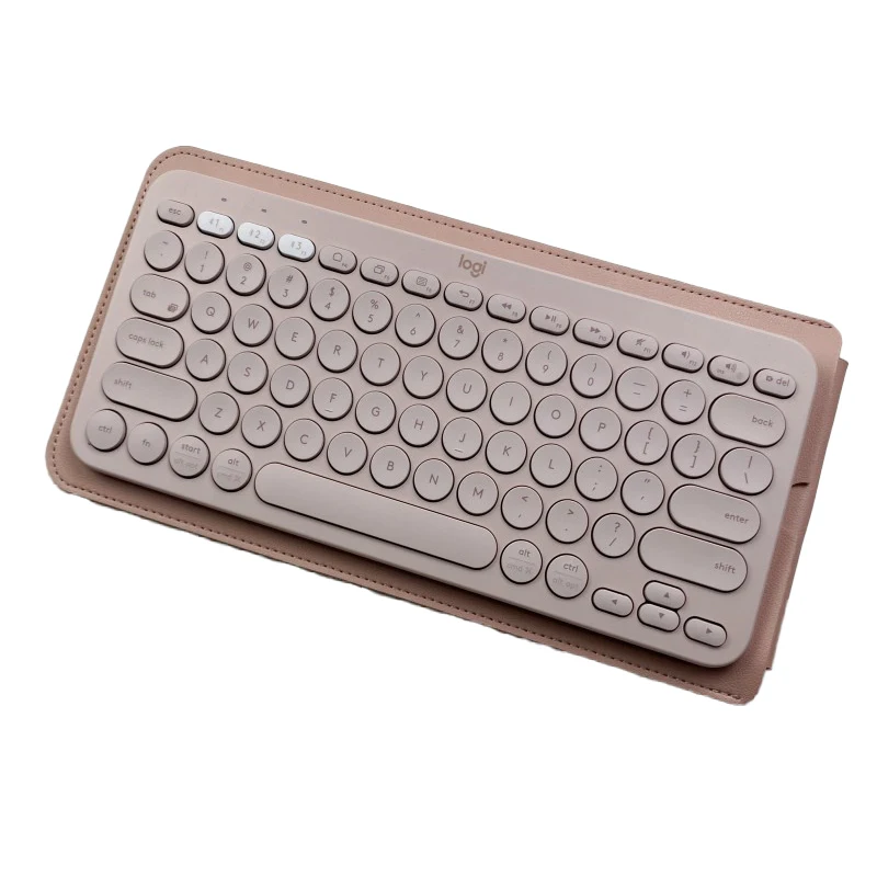 Solid Colour Laptop Keyboard Protective Cover For K380 Wireless Keyboard Case PU Leather Dust-proof Storage Bag Organizer