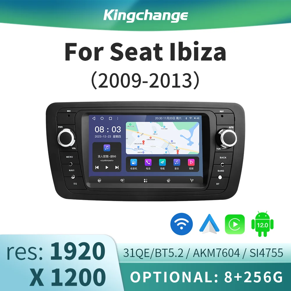 

Автомагнитола Kingchange, 7 дюймов, Android 12, для Seat libiza 6j 2009-2013, мультимедийный видеоплеер, беспроводной плеер для Carplay, Android, авто, GPS, аудио